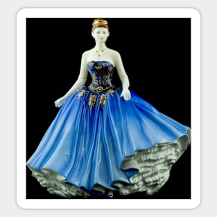 Bone China Figurine wearing a Blue Dress Sticker